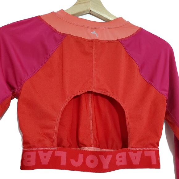 Joy Lab | Cutout Back Long Sleeve Athletic Crop Top Colorblock - Picture 3 of 7